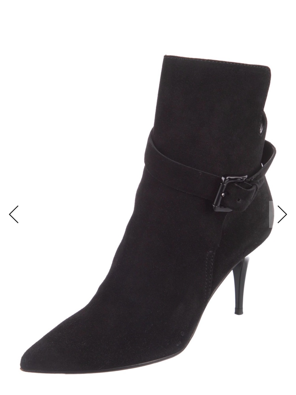 Burberry Black Suede Pointed Ankle Boot with Buckle Strap